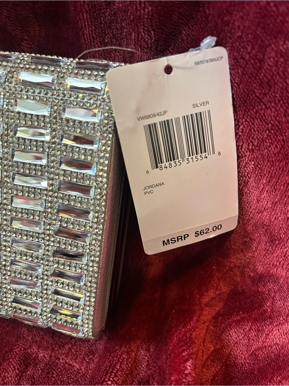 Gunne Sax by Jessica McClintock Silver Crystal Evening Clutch